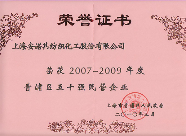 2010年榮獲五十強民營企業